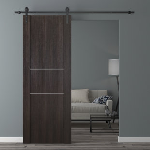 BELLDINNI 80'' Solid + Manufactured Wood Paneled with Installation Hardware Kit Barn Door