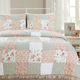 COZY LINE HOME FASHION Raila Floral Farmhouse / Country Cotton Patchwork Quilt Set