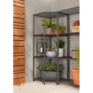 TRINITY PRO Black 4-Tier NSF Corner Steel Wire Garage Storage Shelving Unit (27 in. W x 18 in. D)