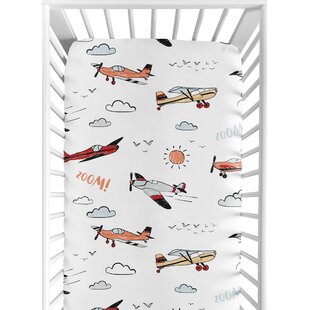 SWEET JOJO DESIGNS Vintage Airplane Fitted Crib Sheet