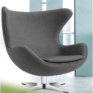 MDR TRADING INC. Gray Cashmere Fabric And Brushed Finished Chrome Base Egg Lounge Chair