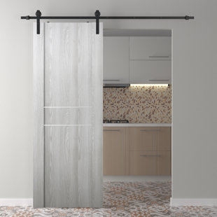 BELLDINNI Avon 80'' Solid + Manufactured Wood Paneled with Installation Hardware Kit Barn Door