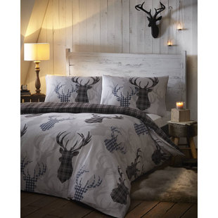 BEDMAKER Hinnant Tartan Check Stag Easycare Reversible Duvet Cover Set