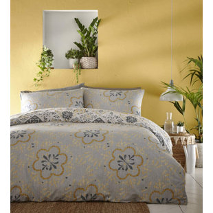 BEDMAKER Ochre/Blue 56 TC Reversible Duvet Cover Set