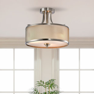 LAZZUR Escaut 3 - Light 14'' Satin Nickel Semi-Flush Mount Ceiling Light