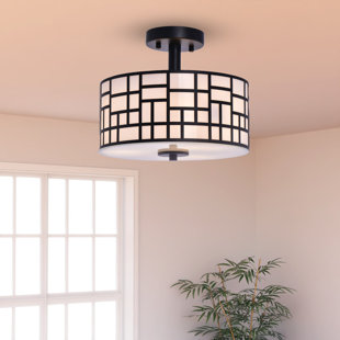 LAZZUR Moselle 3 Light 12 In. Matte Black Semi-Flush Mount Ceiling Light