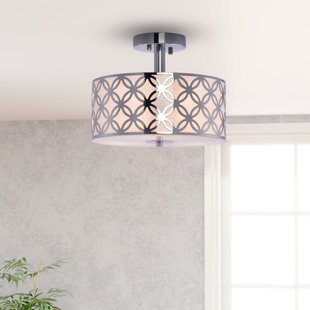 LAZZUR Charente 3 Light 12 In. Polished Chrome Semi-Flush Mount Ceiling Light