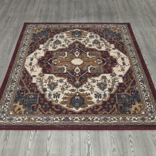 Ottomanson High Point Vintage Oriental Design With Borders Rubberback Rug, 3'3" X 5', Red