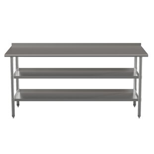 FLASH FURNITURE Woodford NSF Stainless Steel 18 Gauge Work Table - Backsplash and 2 Shelves