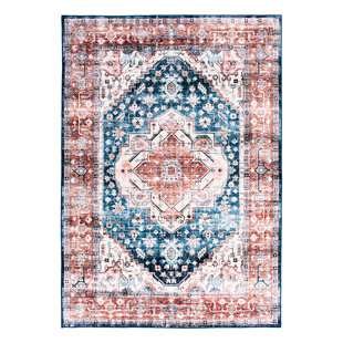BUNGALOW ROSE Asar Contemporary Diamond Gray Machine Washable Area Rug