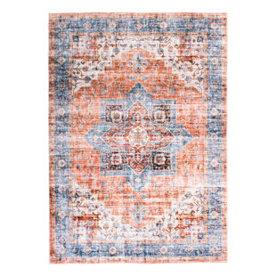 BUNGALOW ROSE Niovi Oriental Machine Woven Machine Washable Area Rug