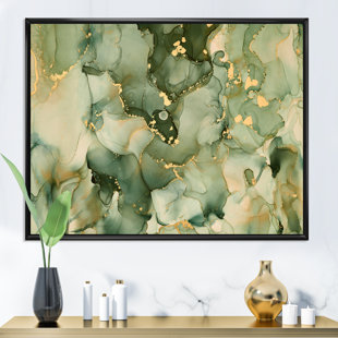 EAST URBAN HOME " Green Luxury Abstract Fluid Art I "