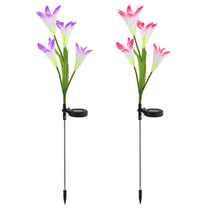 SOLAREK 2 Piece Lily Lamp Flower Lamp Solar Pathway Lights (Set of 2)