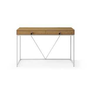 LOFT LYFE Desk with 2 Storage Drawers and Leather Handles
