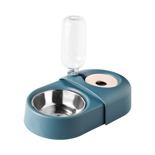 HANAMYA 2-in-1 Pet Feeder Set with Automatic Water Dispenser and Stainless Steel Bowl