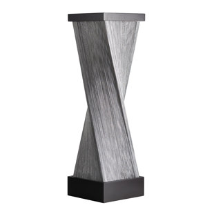 NOVA OF CALIFORNIA Torque 24" Accent Table Lamp - EspressoWood and Satin Nickel, Hand-Knotted Silvered Strings, Dimmer