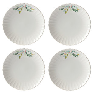 LENOX French Perle Berry Scallop Dinner Plates (Set of 4)