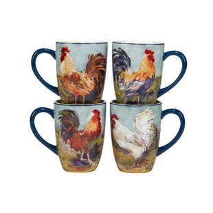 Certified International Rooster Meadow Set Of 4 Mug