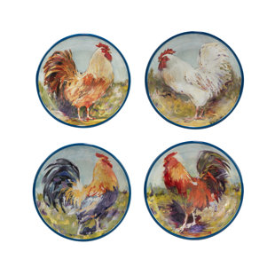 Certified International Rooster Meadow Set Of 4 Soup Bowl