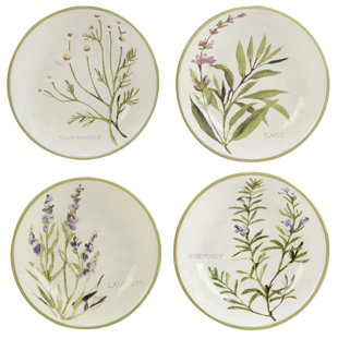Certified International Fresh Herbs Set Of 4 Soup/Pasta Bowl 9" X 2"