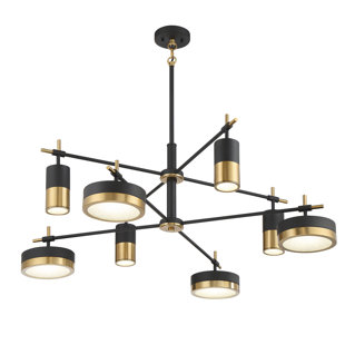 SAVOY HOUSE Ashor 8-Light LED Chandelier in Matte Black with Warm Brass Accents