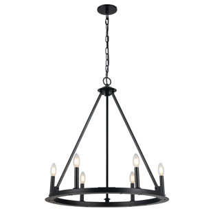 DAINOLITE 6 - Light Dimmable Wagon Wheel Chandelier