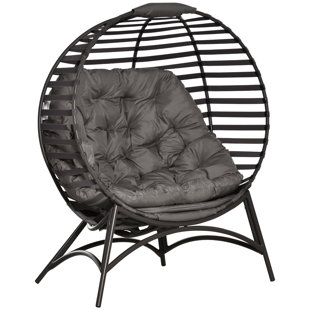 WORLD MENAGERIE Henegar Steel Premium All-Weather Wicker Outdoor Lounge Chair