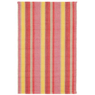 DASH AND ALBERT RUGS Always Greener Red/Yellow Handwoven Indoor/Outdoor Rug