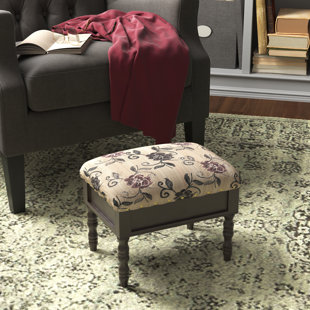 THREE POSTS Farmington 39cm Wide Rectangle Floral Footstool Ottoman with Storage