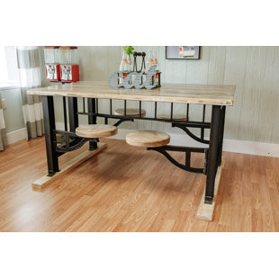 NAPA EAST COLLECTION Solid Wood Top Metal Base Dining Table