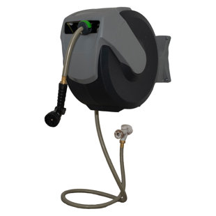 EARTHWAY PRODUCTS, INC. EarthWay Products 75 Foot Hose w/ Nozzle, Retractable Storage Drum, & Wall Mount