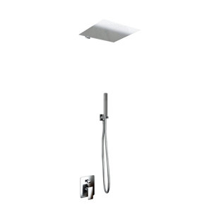 LANERI Shower Kit 2 Ways Shower Head Stainless Steel Slim 2 Mm + Shower Arm + Water Connection + Hose + Shower Head 30X30 Cm With Wall Arm
