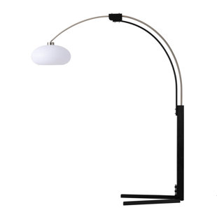Nova of California Morelli 85" Arc Lamp in Satin Nickel and Black with Dimmer Switch