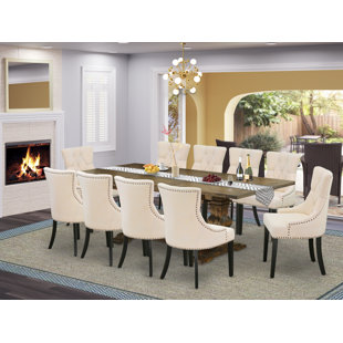 LUXE BY EAST WEST FURNITURE Lassale Removable Leaf Acacia Solid Wood Dining Set