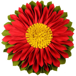 JWH Appliqued Throw Pillow 3D Sunflower Accent Pillow Cover & Insert