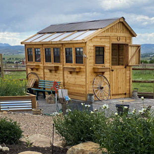 OUTDOOR LIVING TODAY 8 ft. W x 12 ft. D Cedar Wood Sunshed Garden Shed with Metal Roof