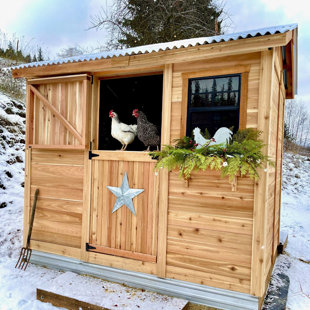 OUTDOOR LIVING TODAY 9 ft. W x 6 ft. Cabana Cedar Wood Garden Shed with Metal Roof