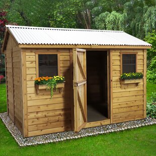 OUTDOOR LIVING TODAY 12 ft. W x 8 ft. D Cabana Cedar Wood Garden Shed with Metal Roof