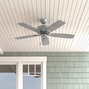 HINKLEY 52" 5 - Blade Outdoor Standard Ceiling Fan with Pull Chain and Light Kit Included