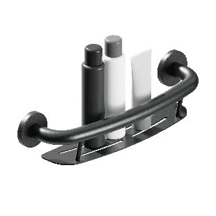 HEALTHCRAFT PLUS Shampoo Shelf 19.5" in Matte Black, Decorative Grab Bar with Shelf (500 lb. Capacity)