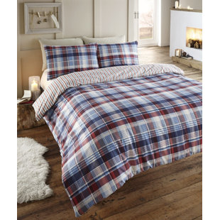 FOUNDSTONE Simone Brushed Cotton Tartan Check Duvet Cover Set
