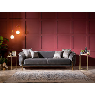ZELLANO Florya 90.5'' Slipcovered Velvet Sofa
