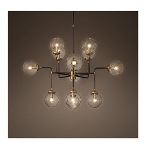 CASA INTERIOR SPACE Cassini Chandelier with Bulb Protector Bowls - 12 Bulbs