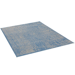 BOHOLIVING Flachgewebe-Teppich Mojave in Blau/Beige