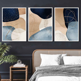 ARTZE WALL ART Evolution In Blue - 3 Piece Single Picture Frame Print Set