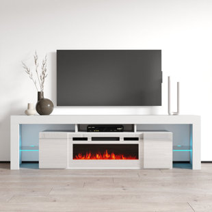 MEBLE FURNITURE Soleo TV Stand for TVs up to 88" with Electric Fireplace Included