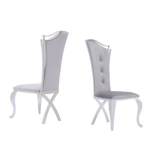ROSDORF PARK Daved Modern Grey Velvet & Stainless Steel Dining Chair (set Of 2) (Set of 2)