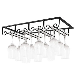 FULLCIRCLE QUAKE Under Cabinet Wine Glass Rack Stemware Rack-4 Rows 2 Pack