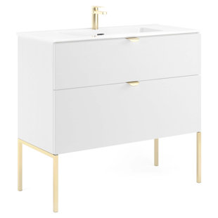 MERCER41 Esmont 40'' Single Bathroom Vanity with Manufactured Wood Top