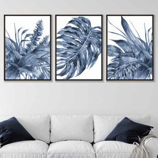 ARTZE WALL ART Tropical Bouquet - 3 Piece Single Picture Frame Painting Set on Plastic / Acrylic
